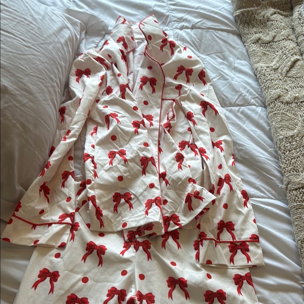 Red Bow Print Pajama Set